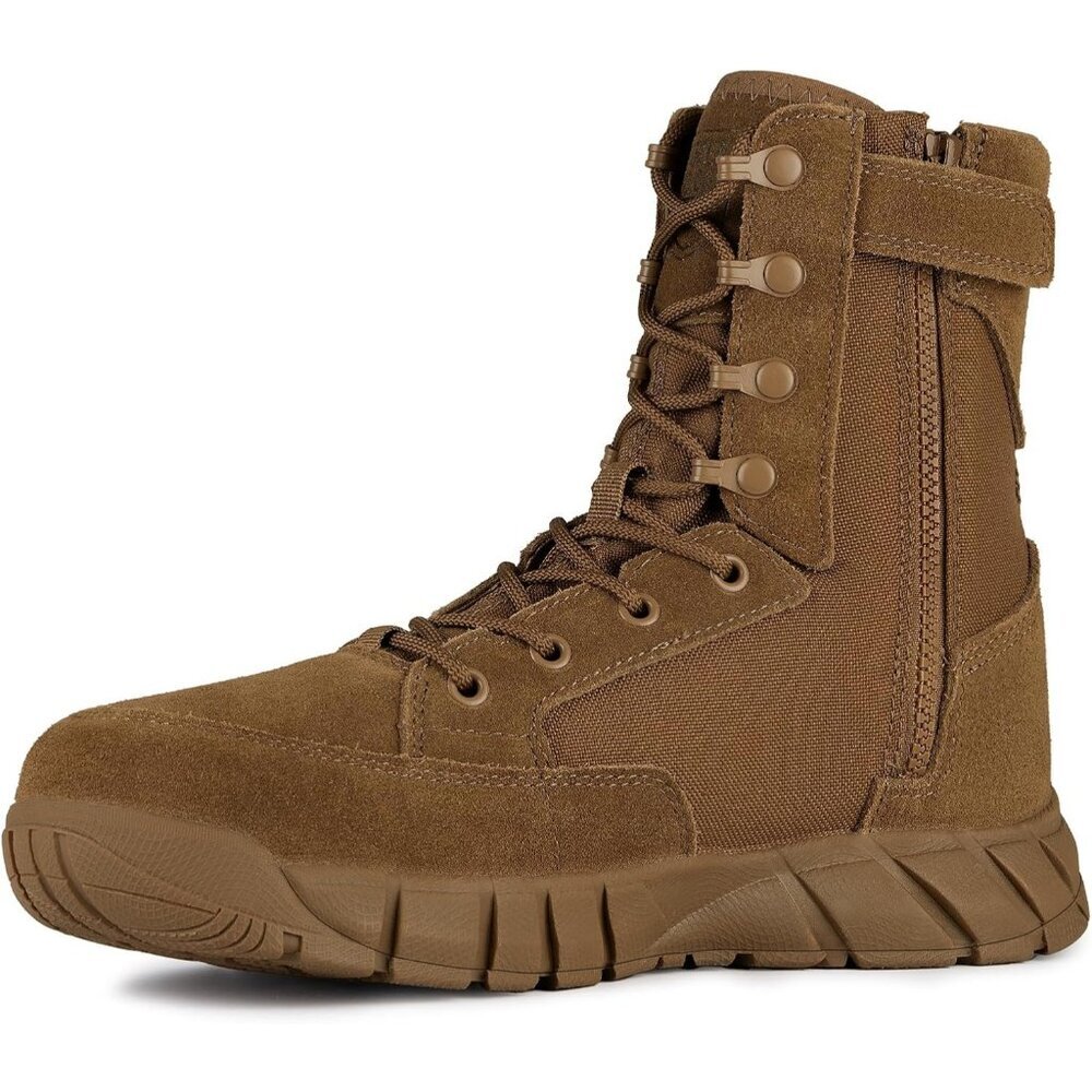 Men's Suede Leather  Deep Brown 8" Lightweight Military Work Combat Desert Boot